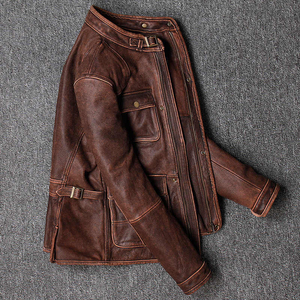 2026 New High Quality Casual Stand Collar Winter Cow <b>Leather</b> <b>Jacket</b> for Men Custom Color Breathable - Product Image 3