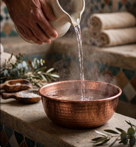 Bol en cuivre martelé artisanal – Bassin en cuivre pur pour spa et pédicure, idéal pour fleurs flottantes, aromathérapie et décoration intérieure - Product Image 6