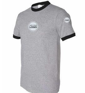 T-shirts unisexes à col contrastant en tissu tri-mélange couleur charbon - Product Image 3