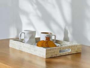 ถาดเสิร์ฟมุก ถาดเสิร์ฟสำหรับเดือนรอมฎอน ทำจากไม้และมุก - Product Image 3