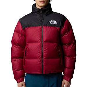 Veste d'hiver unisexe en duvet rouge coupe-vent décontractée coupe régulière à capuche avec fermeture éclair et logo frontal - Product Image 4