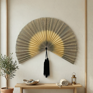 Bamboo <b>Wall</b> Fan <b>Decor</b> Wabi-Sabi Style Circular Shape Nature Theme Entryway Bedroom Living Room <b>Wall</b> <b>Decor</b> Made by KingCraftViet - Product Image 1