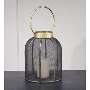 Farol de metal para velas, portavelas dorado, farol de cristal tipo huracán, farol decorativo de metal para mesa. - Product Image 1