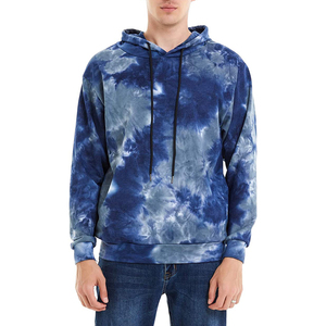 Sweat à capuche personnalisé pour homme, bleu tie-dye, streetwear, coupe oversize, en molleton de coton épais, effet délavé à l'acide, grande taille - Product Image 2