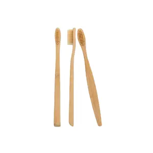 100% Compostable, Biodegradable, Natural and Organic Brushes - Disposable Toothbrush with Bamboo Handle 1.1-1.3 cm Width