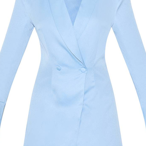 Blazer croisé bleu clair pour femme 2026 – Veste de costume de bureau coupe classique – OEM ODM Logo personnalisé – Vente en gros – Mode professionnelle - Product Image 4
