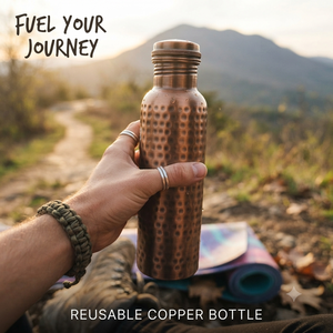 Botella de Agua de Cobre Hecha a Mano con Diseño Martillado, Botella Metálica Reutilizable a Prueba de Fugas para Viajes, Yoga, Hogar, Oficina, Regalo - Product Image 2