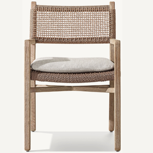 Une chaise longue en teck de style moderne avec de jolis accents en rotin et des coussins doux et confortables. - Product Image 2