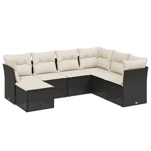 Set di Divani Modulari da Giardino di Medie Dimensioni in Rattan PE Nero e Acciaio, Arredamento da Patio - Product Image 2