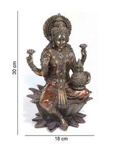 Estatua de la Diosa Laxmi Hecha a Mano en Resina, Artesanía, Ídolo Religioso Hindú Indio, Figura Decorativa Fengshui para Mesa, Bautizo - Product Image 3