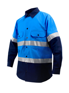Camisetas de Seguridad Reflectantes de Manga Larga Personalizadas, Amarillas y Azules, con Botones de Lona, Ropa de Trabajo, Antiestáticas, Hechas de Algodón PP - Product Image 6