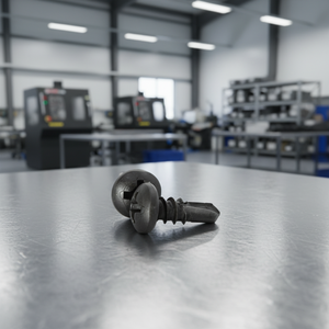 PDC 11 Tornillo de cabeza alomada de acero al carbono con recubrimiento negro, punta de taladro, Phillips, rosca estándar, pulgadas, Grado 4.8/6.8 - Product Image 1