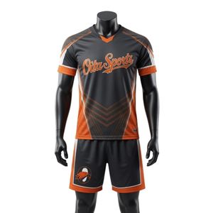Ensemble d'uniformes de lacrosse sublimés gris et orange unisexe, vêtements de sport légers en polyester réversible pour l'entraînement athlétique - Product Image 1