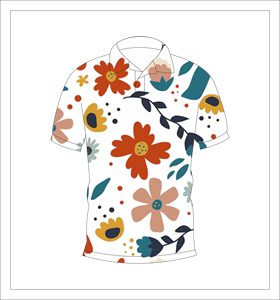 Polo à manches courtes pour hommes, blanc, imprimé floral multicolore, chemise décontractée à la mode pour l'été - Product Image 1