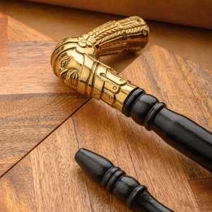 Elegant brass handle wooden <b>walking</b> cane for classic gentleman fashion and comfortable senior support - Product Image 3