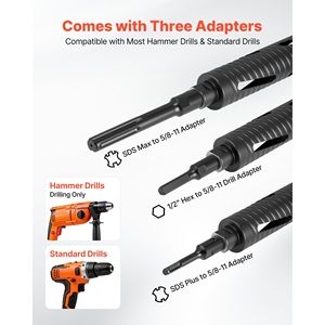 Punta da trapano diamantata a secco da 2 pollici di diametro, profondità di foratura 9-1/2 pollici, filettatura interna 5/8-11, per muratura e cemento - Product Image 3