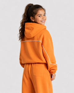 Ensemble de survêtement personnalisé OEM pour filles, survêtement en molleton surdimensionné pour enfants, ensemble sweat à capuche et pantalon de jogging pour filles, survêtements décontractés pour enfants - Product Image 4