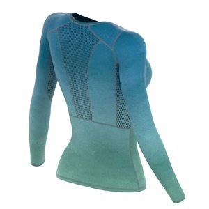 Haut de compression respirant de haute qualité pour femmes, personnalisé, pour le fitness et le sport, imprimé par transfert thermique, 100 % polyester, col en V, coupe courte - Product Image 5