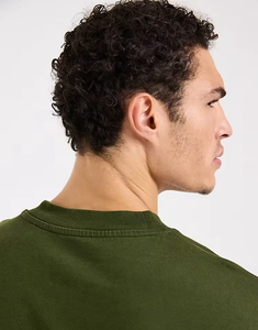 Camiseta de Algodón Verde Oliva Extra Grande para Hombre, Manga Corta, Cuello Redondo, Estilo Casual Holgado, Tejido Jersey, Color Sólido, Estilo Urbano - Product Image 6