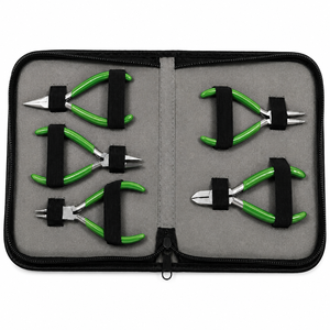 Jewelry <b>Pliers</b> <b>Set</b> 5-Piece Stainless Steel Green Handles For DIY Jewelry Making Tools Equipment - Product Image 1