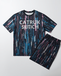 Conjunto de Camiseta de Manga Corta y Pantalones Cortos con Estampado Gráfico Cyberpunk Glitch, Ropa con Sublimación Completa - Product Image 4