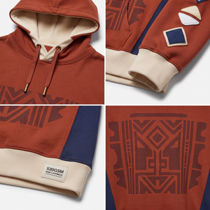 Sweat à capuche oversize en coton épais 530 GSM, coupe carrée, imprimé géométrique, pull pour homme, fabricant OEM Sialkot - Product Image 4