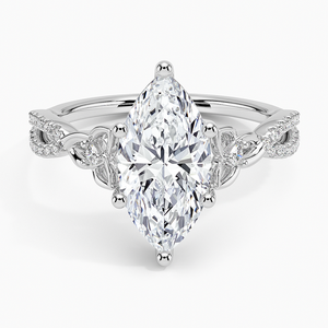 Anillo BOJ 0120 con Corte Marquesa, Plata 925, Engaste de Puntas, Anillo Solitario con Diamante de 2ct, Color D, VVS1, Moissanita, Certificado GRA - Product Image 1