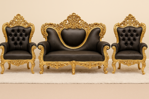 โซฟาแต่งงานแกะสลักลายหรูหรา คุณภาพสูง งานแกะสลักแบบราชวงศ์ เก้าอี้บัลลังก์ไม้สำหรับเจ้าสาวเจ้าบ่าว ผลิตในสหรัฐอเมริกา - Product Image 5