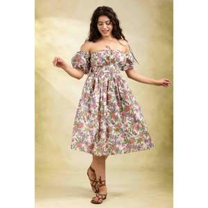 ชุดเดรสสั้นลายดอกไม้สำหรับผู้หญิง ชุดเดรสสั้นสไตล์โบฮีเมียน ชุดลำลองชายหาด ชุดวันหยุดสุดอินเทรนด์ - Product Image 5