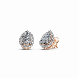 Pendientes de Diamantes en Forma de Pera de Primera Calidad en Oro Rosa con Montura de Garras Segura para Bodas y Ocasiones Especiales para Mujer - Product Image 6