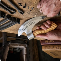 Couteau utilitaire en acier au carbone de type hache viking, fait main, avec étui en cuir, outil de cuisine personnalisé