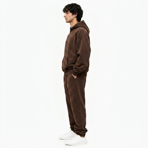Ensemble survêtement personnalisé brodé avec sweat à capuche et pantalon de jogging coupe ample à cordon de serrage, logo personnalisé, streetwear pour l'hiver - Product Image 4