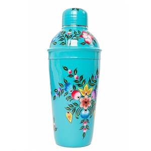 Coctelera de Acero Inoxidable Premium con Acabado Brillante Azul Esmaltado, Capacidad de 500 ml, Ecológica, con Rayas Doradas, para Bar o Club - Product Image 2