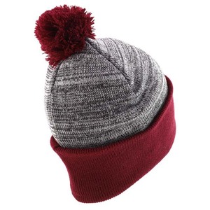 Gorro de Invierno Unisex Gris Jaspeado con Pompón Rojo y Borde Tejido a Máquina, Acrílico, Casual, para Adultos, 56-58CM - Product Image 4