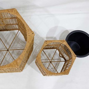 Trending PE Rattan Hexagonal Flower Pot Set with Black Inner <b>Liner</b> for Indoor Plants Bohemian Rustic Style - Product Image 5