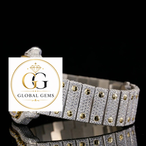 High Quality Iced Out Moissanite Diamond Watch Featuring Ruber Strap Dial For Events Available at Affordable Price from India - Product Image 1