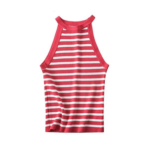 Women Solid O-Neck Ribbed Tank <b>Top</b> Summer Basic Elastic Sleeveless Crop <b>Tops</b> Silk/Cotton Satin Breathable Front Logo - Product Image 1