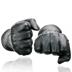 Samroz Sports Men's Black Cowhide Leather Gauntlet Motorcycle Hand <b>Gloves</b> - Product Image 3