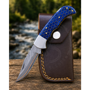 Cuchillo de Frutas de Alta Calidad con Hoja de Acero de Damasco y Cobre, Mango de Resina con Diseño de Panal, Cuchillo Plegable Portátil para Acampar al Aire Libre - Product Image 2