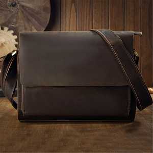 Maletín de Cuero Genuino Crazy Horse Vintage para Hombre, para Uso Diario y de Negocios, para Laptop de 15 Pulgadas, Modelo LLB-0329 - Product Image 1