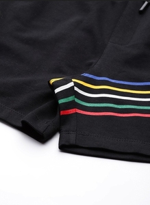 Women's <b>Black</b> Knitted Sport <b>Shorts</b> With Rainbow Stripes Elastic Waist Regular Fit Breathable Pocket Design - Product Image 5