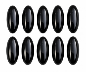 Onyx noir naturel de haute qualité certifié par une tierce partie, cabochon calibré à coupe ovale, taille personnalisable, pierres précieuses en vrac à dos plat - Product Image 5
