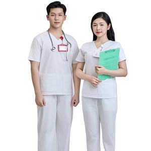 Ensemble de blouses médicales unisexes en tissu WFX-CVC 52% coton 45% polyester 3% élasthanne pour uniforme d'hôpital et vêtements chirurgicaux FMF - Product Image 1