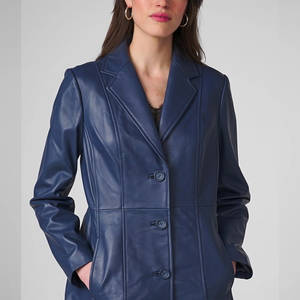 Solid Trader Top Quality Light Weight Soft Material Elegant Design Trendy Winter Clothing Womens <b>Long</b> <b>Leather</b> <b>Jacket</b> - Product Image 4