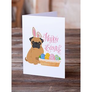 Whimsical Apricot Pug <b>Easter</b> Greeting <b>Cards</b> <b>Pack</b> of 8 A7 Size 5x7 Blank Note <b>Cards</b> with Envelopes - Product Image 2