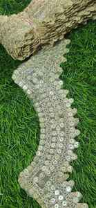 Tela de encaje premium con espejos bordados a mano, ribete de encaje tradicional con espejos para decoración de vestidos, saris y prendas textiles. - Product Image 6