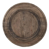 Assiette de présentation en bois à bord festonné, finition noyer foncé, ronde, pour décoration de table style ferme, événements, fêtes et cuisine domestique