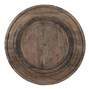 Plato de Madera con Borde Festoneado, Acabado en Nogal Oscuro, Plato Base Redondo, Decoración de Mesa Estilo Rústico para Eventos, Fiestas y Cocina - Product Image 3