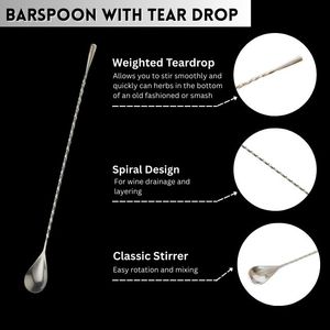 Huge Demand Supplied Long Handle Stirring Stainless Steel Spiral Pattern Cocktail Stirrer Mixing <b>Bar</b> Spoon Twisted Design - Product Image 2