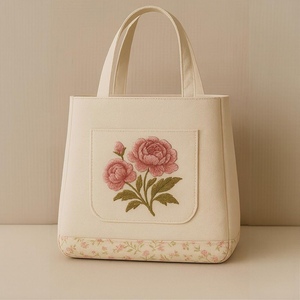 Fashion Soft Handle Letter Pattern <b>Medium</b> <b>Size</b> Cotton Canvas Tote <b>Bag</b> Reusable Eco Shopping with Comfortable Grip Large Space - Product Image 1